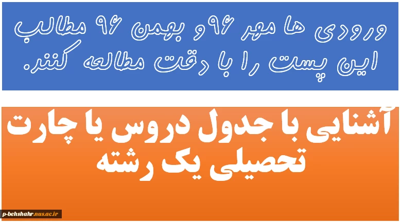 حتما ورودی های مهر  و بهمن 96 مطالعه کنند.          آشنایی با جدول دروس 2