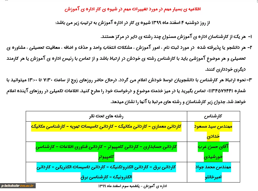 تغییرات شیوه ی کار در اداره ی آموزش 3