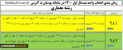 زمانبندی انتخاب واحد نیمسال اول 1400 در سامانه بوستان اعلام شد . 4